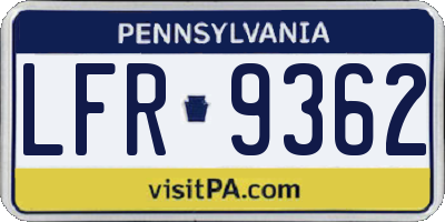 PA license plate LFR9362