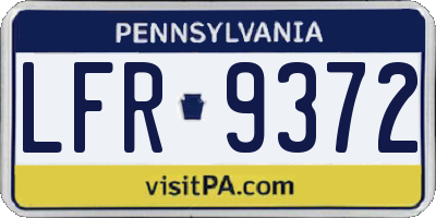 PA license plate LFR9372
