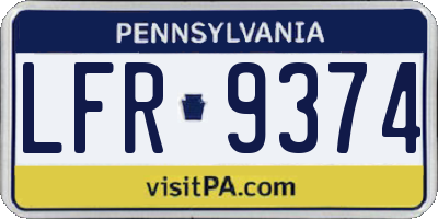PA license plate LFR9374