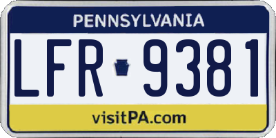 PA license plate LFR9381