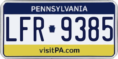 PA license plate LFR9385