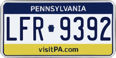 PA license plate LFR9392