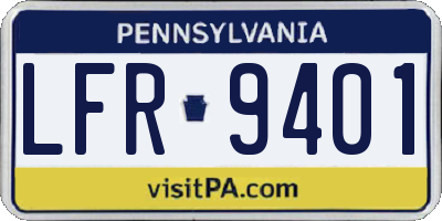 PA license plate LFR9401