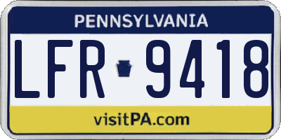 PA license plate LFR9418