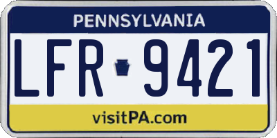 PA license plate LFR9421
