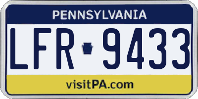 PA license plate LFR9433