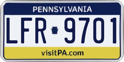 PA license plate LFR9701