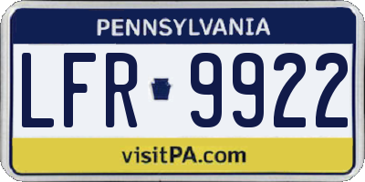 PA license plate LFR9922