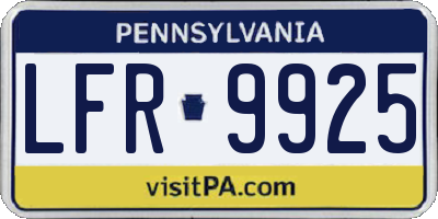 PA license plate LFR9925