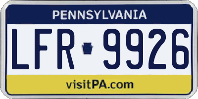 PA license plate LFR9926