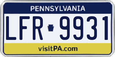 PA license plate LFR9931