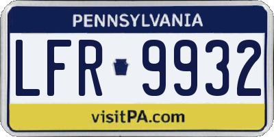 PA license plate LFR9932