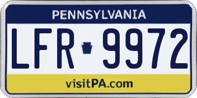 PA license plate LFR9972