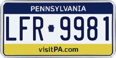 PA license plate LFR9981
