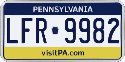 PA license plate LFR9982