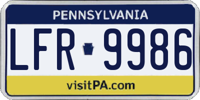 PA license plate LFR9986