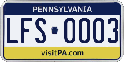 PA license plate LFS0003