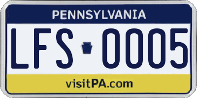 PA license plate LFS0005
