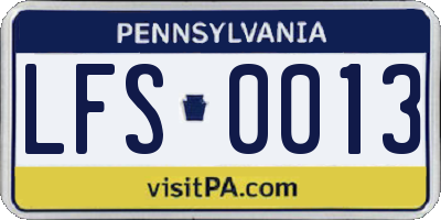 PA license plate LFS0013