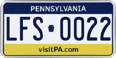 PA license plate LFS0022