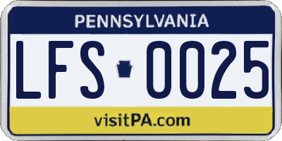 PA license plate LFS0025