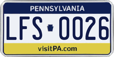 PA license plate LFS0026