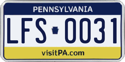 PA license plate LFS0031