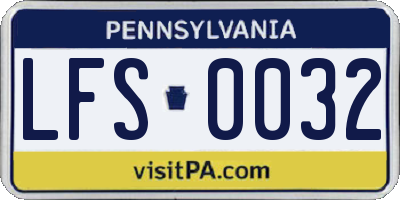 PA license plate LFS0032