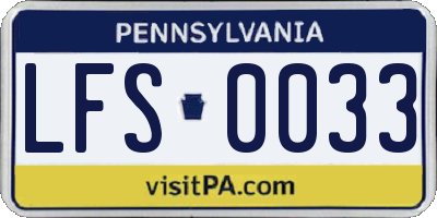 PA license plate LFS0033