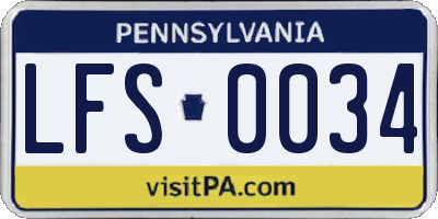 PA license plate LFS0034