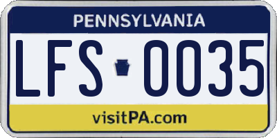 PA license plate LFS0035