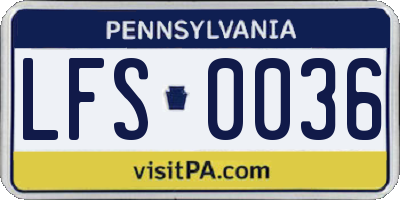 PA license plate LFS0036