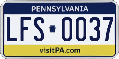 PA license plate LFS0037