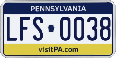 PA license plate LFS0038