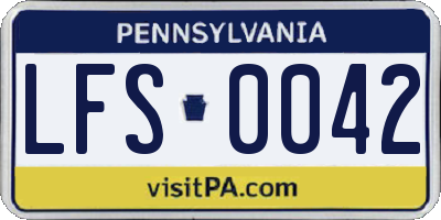 PA license plate LFS0042
