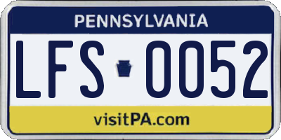 PA license plate LFS0052