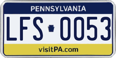 PA license plate LFS0053