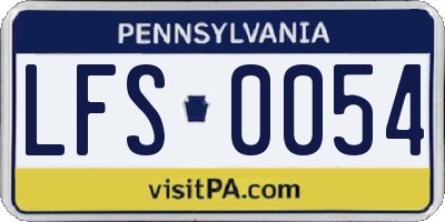 PA license plate LFS0054