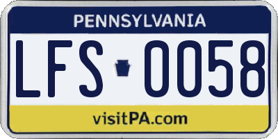 PA license plate LFS0058