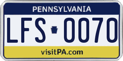 PA license plate LFS0070