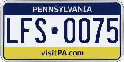 PA license plate LFS0075