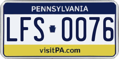 PA license plate LFS0076