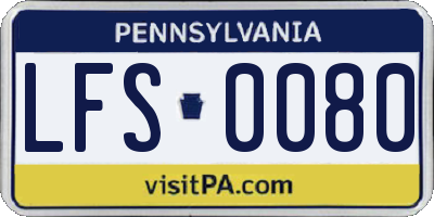 PA license plate LFS0080