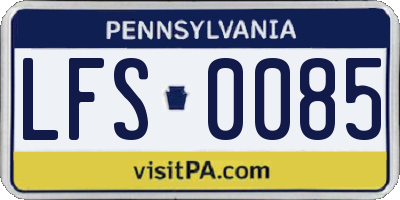 PA license plate LFS0085