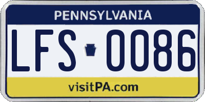 PA license plate LFS0086