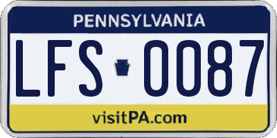 PA license plate LFS0087
