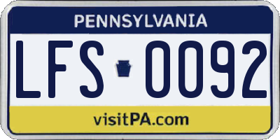 PA license plate LFS0092