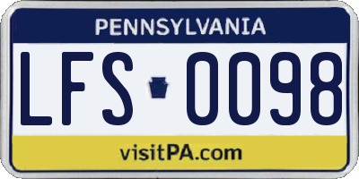 PA license plate LFS0098