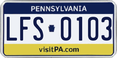 PA license plate LFS0103