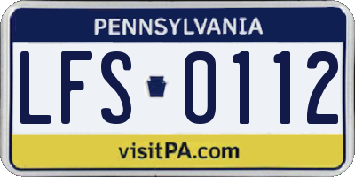 PA license plate LFS0112